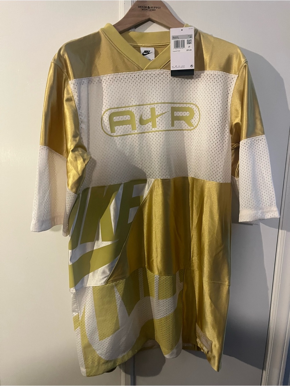 Nike Gold and White Metallic AIR Oversized Jersey